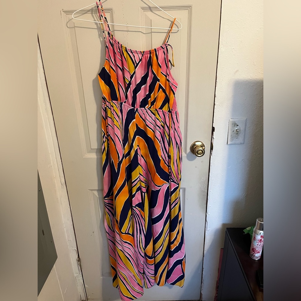 Maeve Pink and Yellow Striped Jumpsuit - Picture 3 of 3